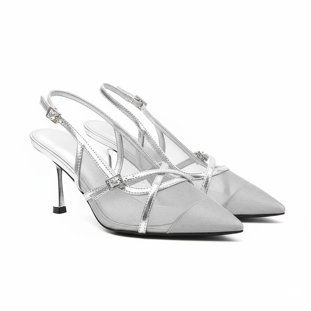 Tuhoomall Comfortable High Heel Pumps with Pointed Toe and Cat Heel, Stylish Mesh Design for Fashionable Everyday Wear Tuhoomall