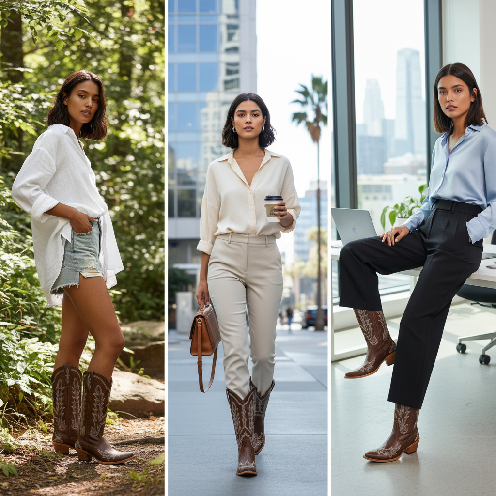 Tuhoomall Embroidered Mid-Calf Ankle Boots for Women | Stylish 5cm Block Heels, Slip-On Design for Parties and Casual Wear Tuhoomall