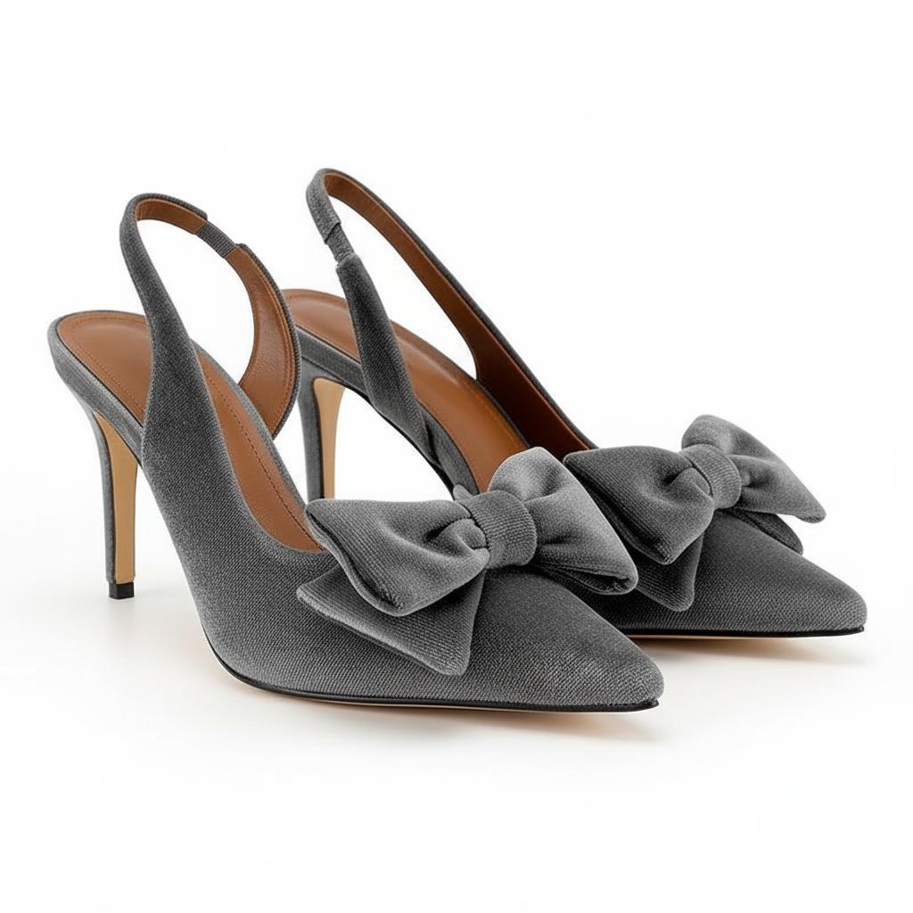 Tuhoomall Stylish High Heel Sandals With Bow, Pointed Toe, Slip-On Design For Parties, Performances, Fashion Casual Wear, 3.1in Stiletto Heel Tuhoomall