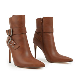 Tuhoomall Fashion Ankle Boots for Women with Cross Strap Design, Stiletto Heel, Studded Detail, Perfect for Casual and Office Wear