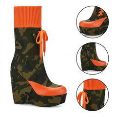 Tuhoomall Platform Ankle Boots for Women, Fashionable Casual Short Boots with Chunky Heels, Suitable for Travel and Parties Tuhoomall