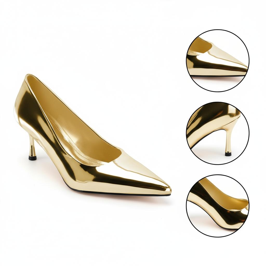 Tuhoomall High Heel Sandals for Women - Elegant Pointed Toe Leather Flats for Office, Parties & Casual Wear - Summer 2-Inch Mid Heel Tuhoomall