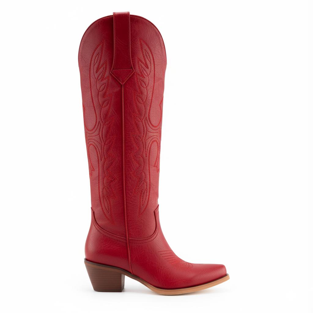 Tuhoomall Western Knee-High Boots for Women, Comfortable Suede Leather with Animal Embroidery, Perfect for Fashion and Casual Travel Activities Tuhoomall