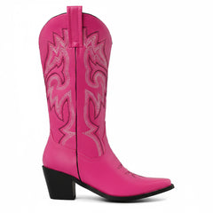 Tuhoomall Comfortable Western Boots with Embroidery, Rubber Sole, Chunky Heel, Fashion Casual Style for All Seasons