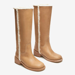 Tuhoomall Women's Boots, Comfortable Slip-On, Round Toe, Casual & Formal Wear, Versatile Fashion Footwear for Spring, Autumn & Winter