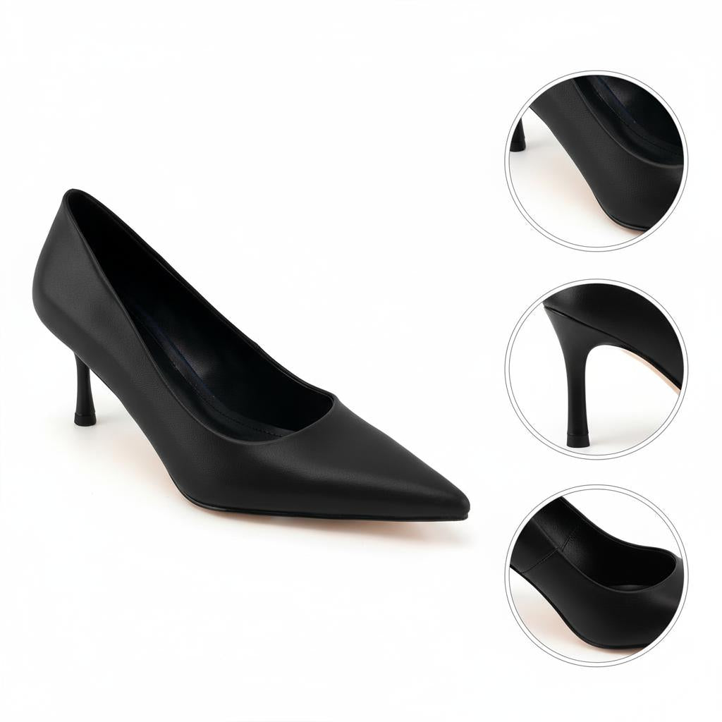 Tuhoomall High Heel Sandals for Women - Elegant Pointed Toe Leather Flats for Office, Parties & Casual Wear - Summer 2-Inch Mid Heel Tuhoomall
