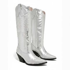 Tuhoomall Western Chunky Heels Ankle Boots with Rhinestones, Vegan Leather, 3-Inch Heel for Casual Performance and Runway Styles