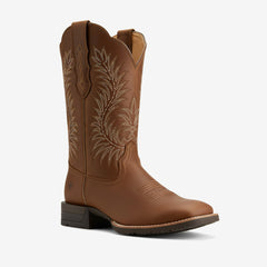 Tuhoomall Western Cowboy Boots for Women, Comfortable Mid-Calf Heeled Short Boots, Fashionable Floral Casual Footwear, All-Season Rubber Sole