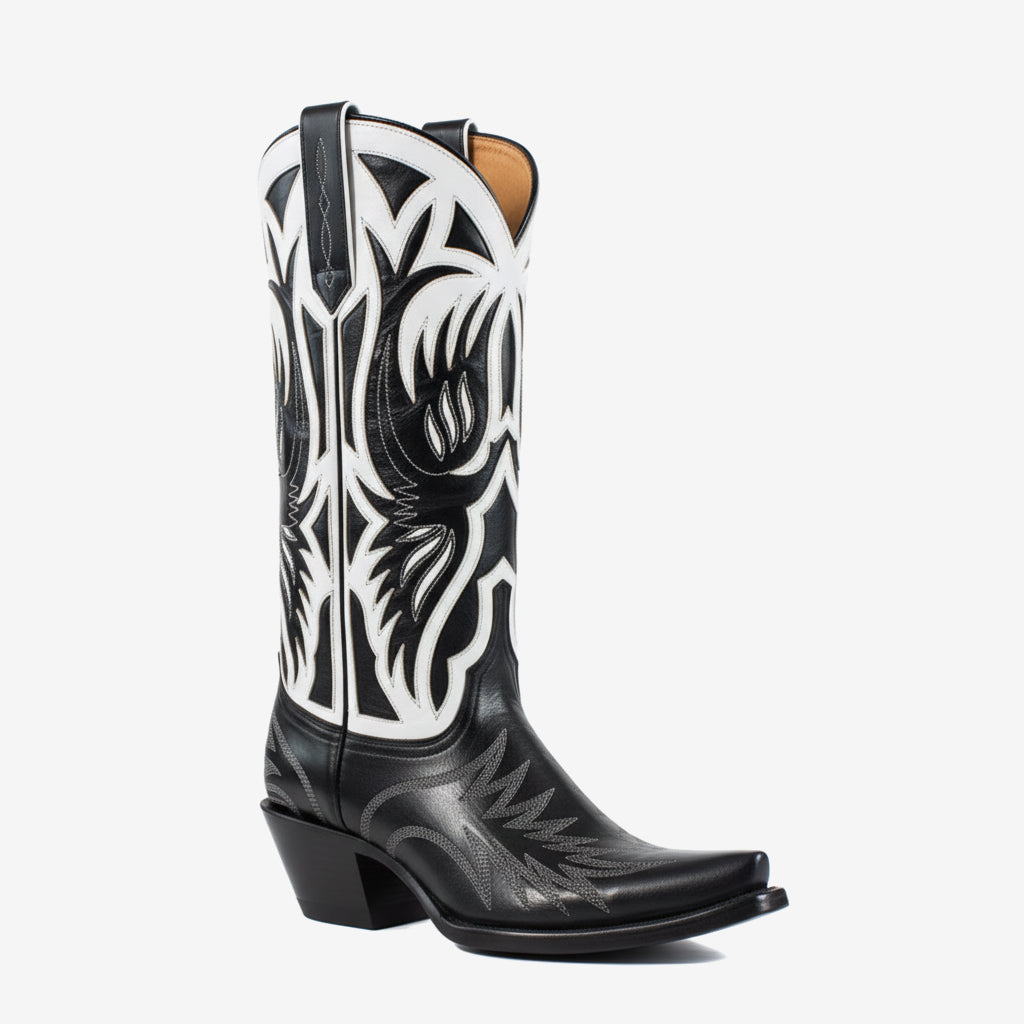 Tuhoomall Comfortable Western Ankle Boots With Embroidery And Animal Pattern For Outdoor Travel And Parties, Chunky Heel, Slip-On Design