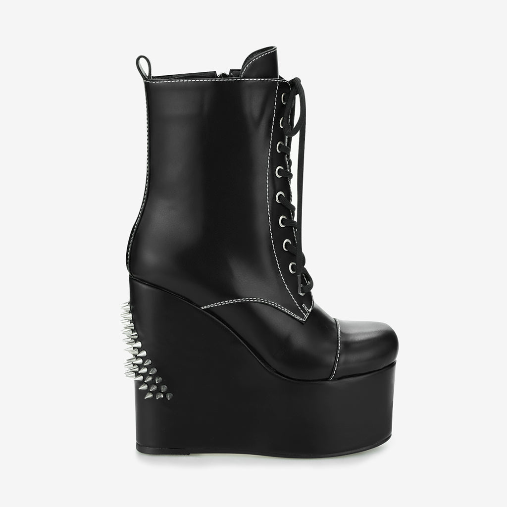 Tuhoomall Platform Boots for Women with Chunky Heel, Geometric Patterns, Perfect for Parties and Performances, Comfortable and Fashionable