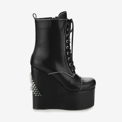 Tuhoomall Platform Boots for Women with Chunky Heel, Geometric Patterns, Perfect for Parties and Performances, Comfortable and Fashionable