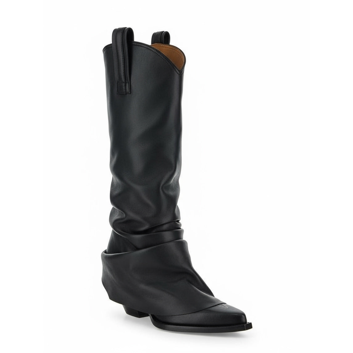 Tuhoomall Comfortable Mid Calf Boots with Chunky Heel, Slip-On Design, Ruched Pattern for Casual Style