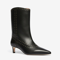 Tuhoomall Fashionable Women's Ankle Boots, Low Heel, Studded Slip-On for Travel, Casual and Work Outings, Comfortable Pointed Toe Design