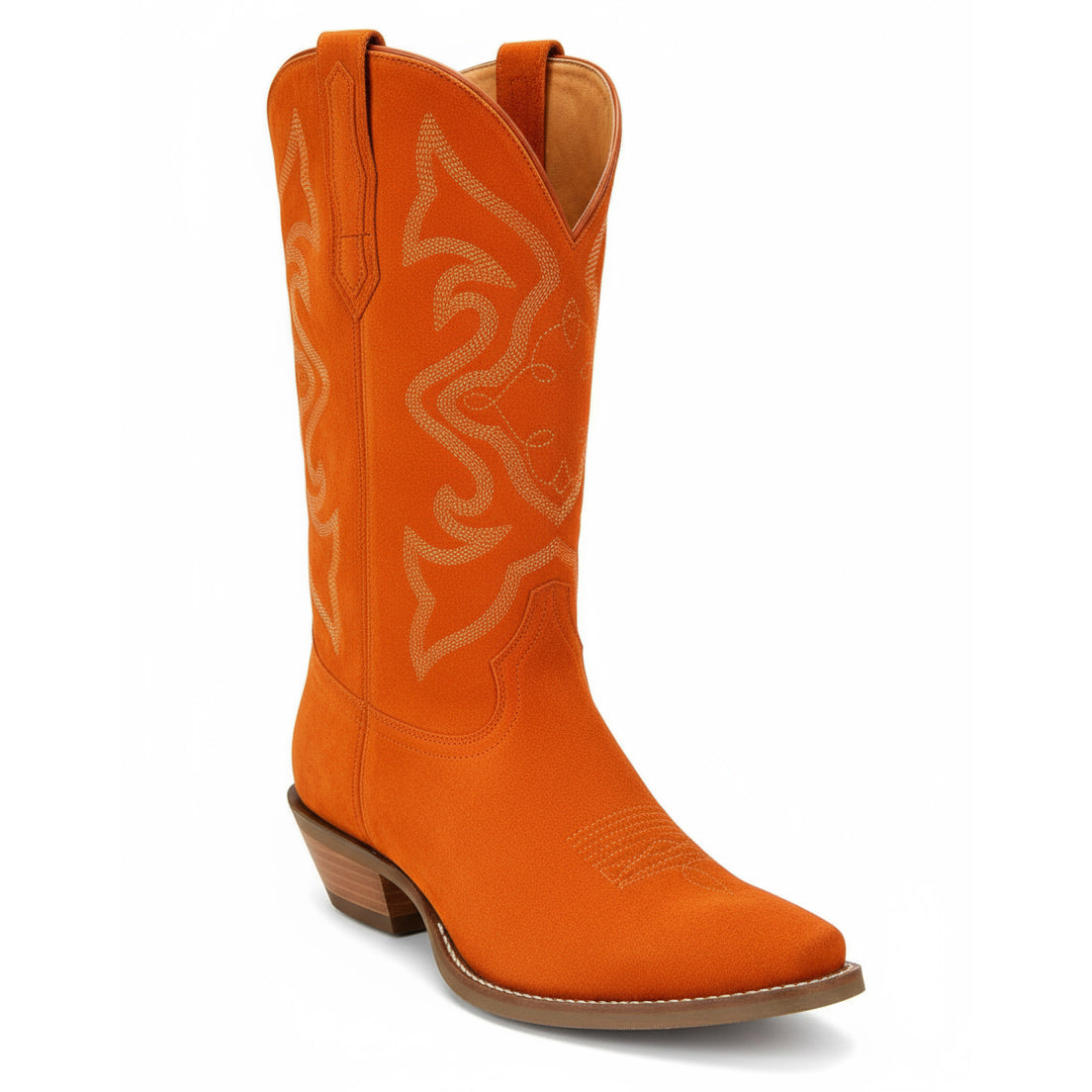 Tuhoomall Western Mid Calf Boots with Chunky Heel and Snip Toe - Casual Faux Suede Design with Embroidery for All Seasons