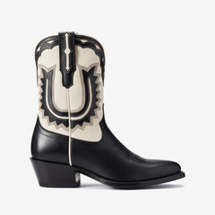 Tuhoomall Stylish Women's Ankle Boots with Embroidery and Laser Cut Out, Perfect for Parties and Performances, Comfortable Chunky Heel Design