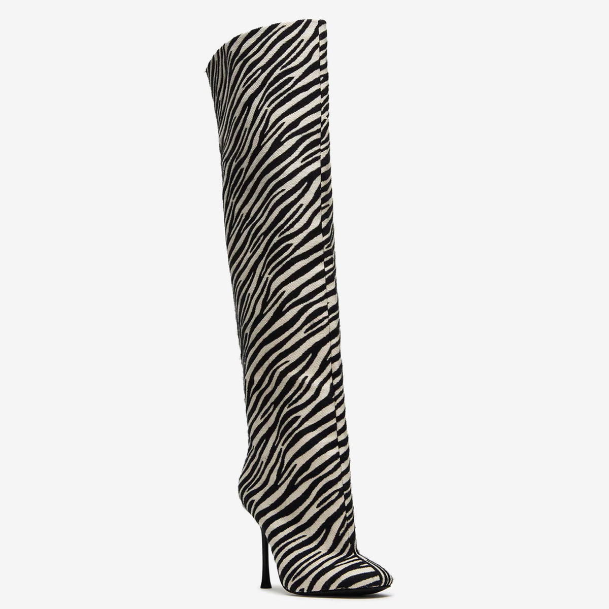 Tuhoomall Over-The-Knee High Heels Boots for Party, Runway Performance, Vegan-Friendly with Striped and Zebra Patterns