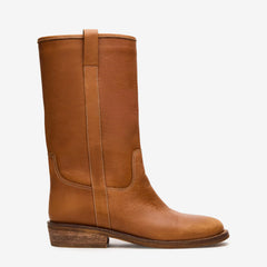 Tuhoomall Fashion Casual Boots for Women - Low Chunky Heel, Round Toe, Slip-On, Solid Color - Versatile for All Seasons