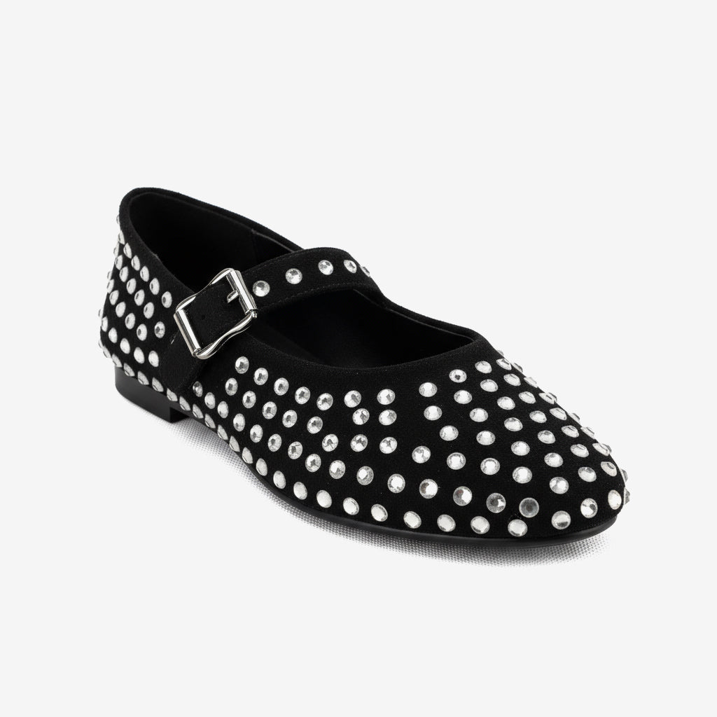 Tuhoomall Ballet Flats Women’s Boots with Studded Design, Comfortable Slip-On, Casual Style, Rubber Sole and Adjustable Buckle, Low Top