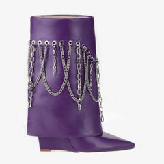 Tuhoomall Stylish Ankle Boots for Women - Chic Party Performance Footwear with Unique Chain and Tassel Accents Tuhoomall