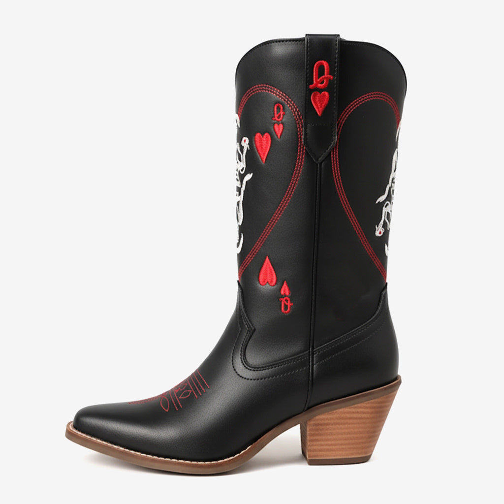 Tuhoomall Western Style Women's Cowboy Boots, Embroidered Ankle Booties for Travel, Outdoor Fashion, Parties, and Casual Wear