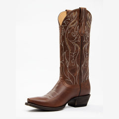 Tuhoomall Western Vintage Floral Embroidered Mid-Calf Cowboy Boots with Chunky Heel for Fashionable Casual Style