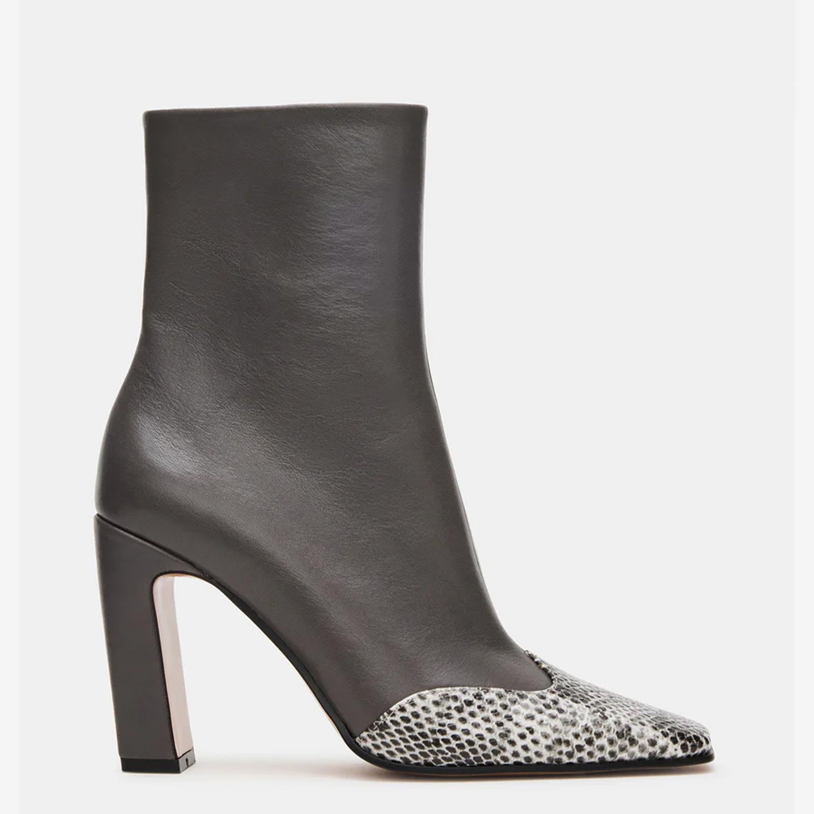 Tuhoomall Fashion Casual Ankle Boots with Chunky Heel, Zip Closure, Snake Pattern for Everyday and Work Wear, Stylish Short Boots