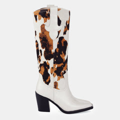 Tuhoomall Western Style Women's Ankle Boots With Lizard Pattern For Party And Dance, 8cm Chunky Heel, Easy Slip-On Design