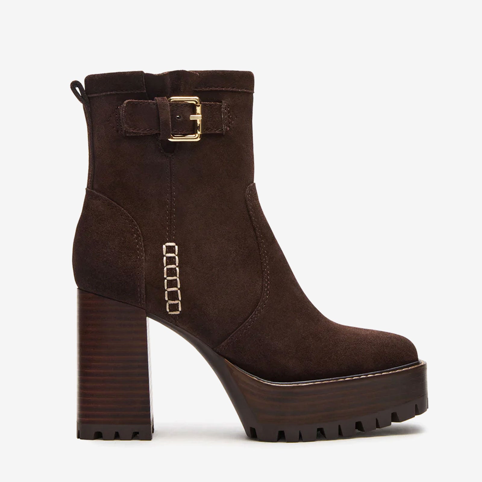 Tuhoomall Waterproof Chunky Heeled Ankle Boots for Outdoor, Work, and Casual Fashion - Adjustable Buckle, Zipper Closure, Quilted Suede