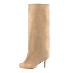 Tuhoomall Knee High Boots For Women, Slip-On Chunky Heel, Casual Style, Luxurious Synthetic Leather, Perfect For Spring, Autumn And Winter