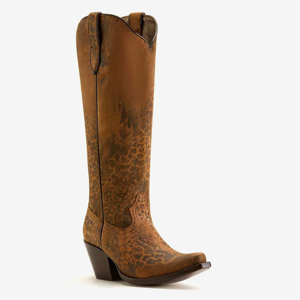 Tuhoomall Western Over-the-Knee Boots for Women, Floral Embroidered Chunky Heel, Comfortable Slip-On, Stylish for Travel and Outdoor Fashion