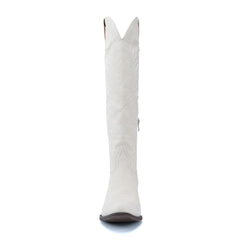 Tuhoomall Western Knee-High Cowgirl Boots with Embroidery, Chunky Heel, Slip-On Design for Outdoor Adventures