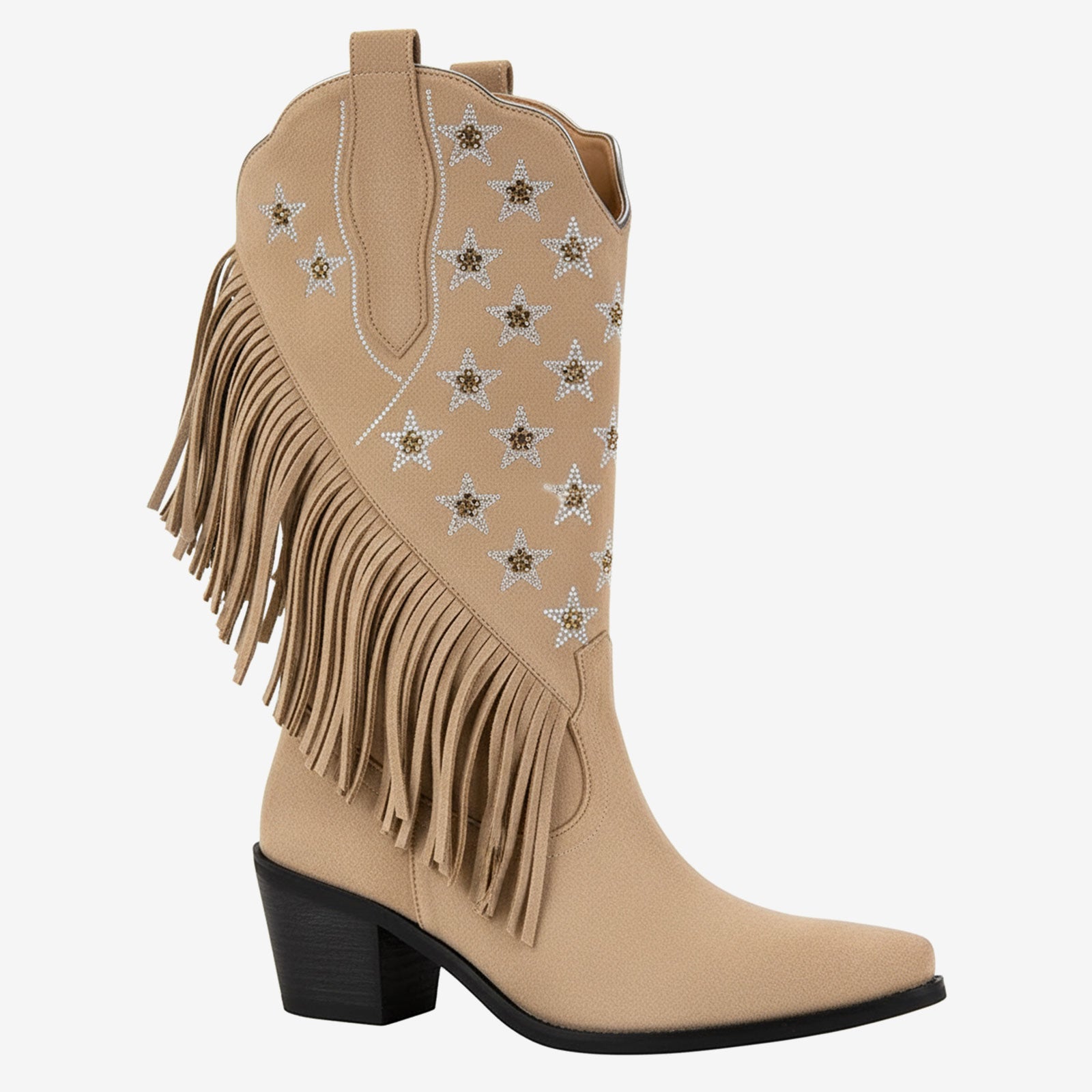 Tuhoomall Western Style Fringe Ankle Boots for Women, Comfortable Low Heel Party Footwear, All-Season Fashion for Performances and Dance Events