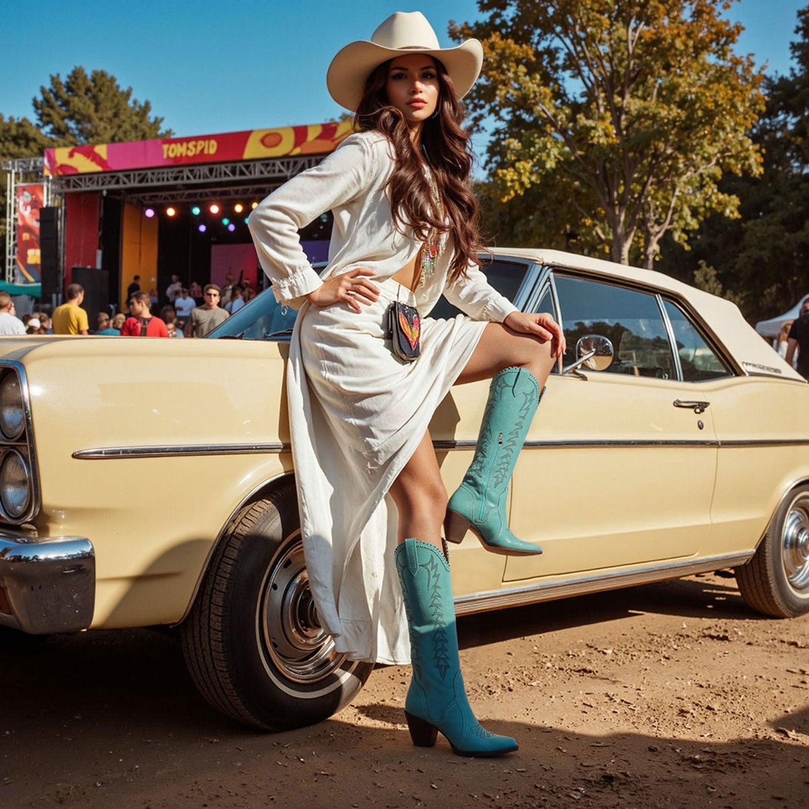 Tuhoomall Western Style Ankle Boots with Snip Toe, 1.75 in Heel, Casual Fashion, Embroidered Details, Perfect for All Seasons