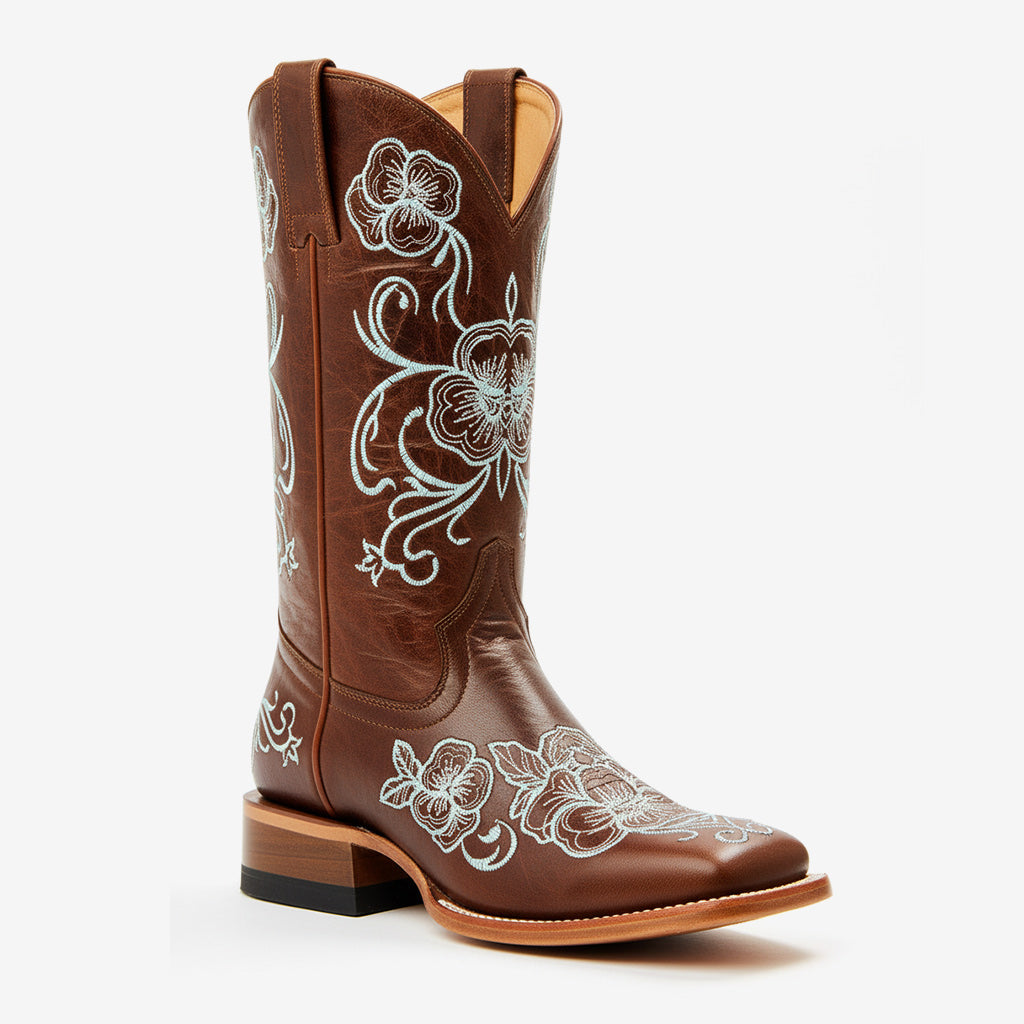 Tuhoomall Western Style Vintage Embroidered Cowboy Boots for Women, Casual Ankle Length, Chunky Heel, Slip-On Design, Perfect for Spring, Autumn, and Winter