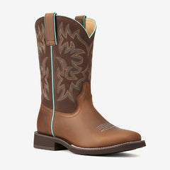 Tuhoomall Western Stylish Comfort Ankle Boots, Embroidered Slip-On, Vintage Patchwork Design, Perfect for Fashionable Casual Wear