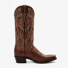 Tuhoomall Western Vintage Floral Embroidered Mid-Calf Cowboy Boots with Chunky Heel for Fashionable Casual Style