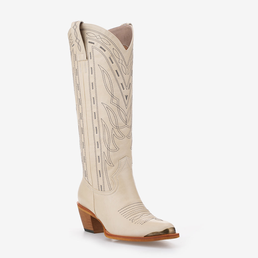 Tuhoomall Western Cowboy Boots for Women - Comfortable Embroidered Low Heel Mid-Calf Boots for Parties and Daily Wear
