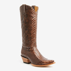 Tuhoomall Western Style Knee-High Cowboy Boots For Women, Comfortable Ankle Design, Fashionable Casual Look With Faux Leather In Crocodile & Snake Patterns