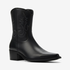 Tuhoomall Western Embroidered Ankle Boots For Women, Trendy Zipper Closure, Stylish Cow Print, High Ankle Support, Perfect For Travel And Outdoor Activities