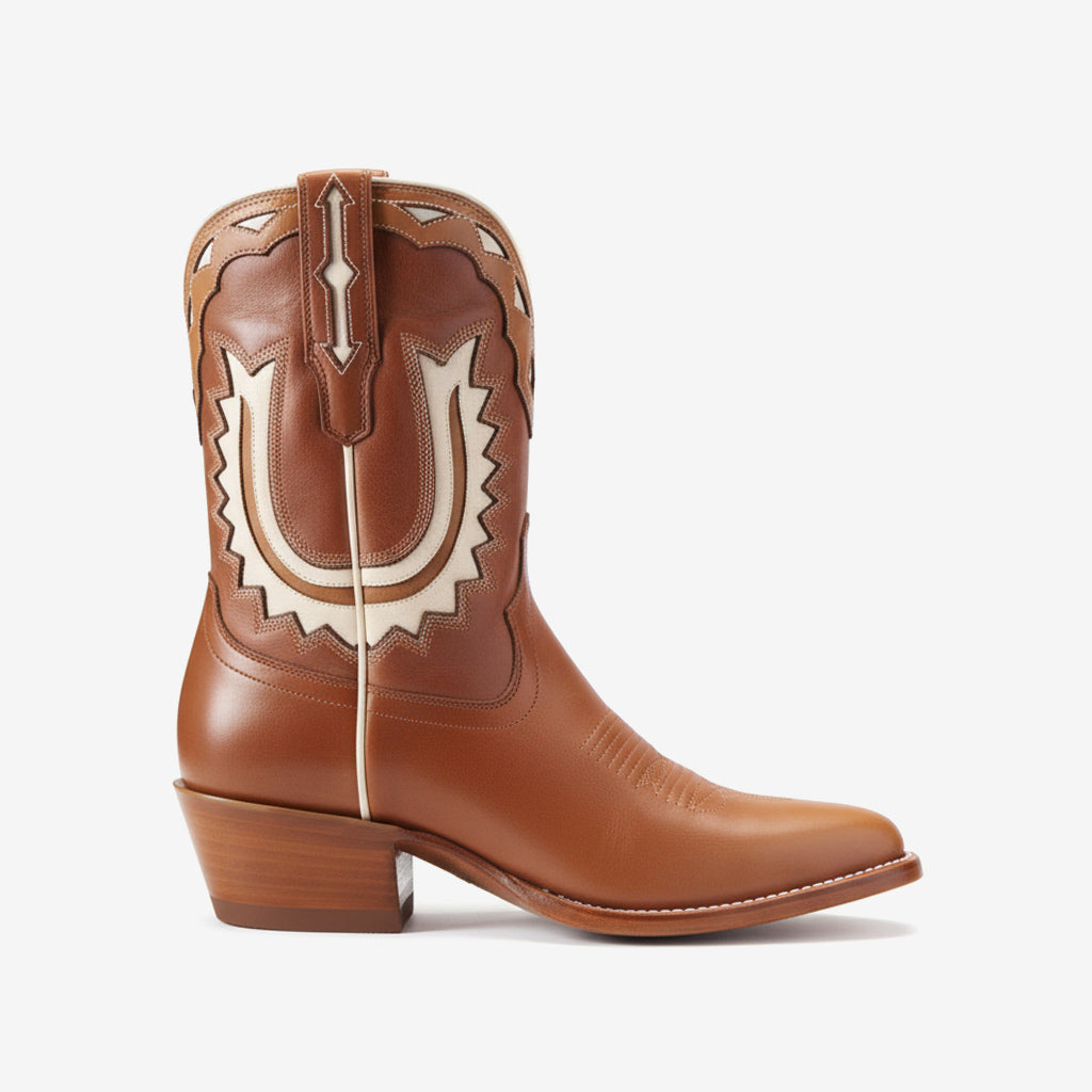 Tuhoomall Stylish Women's Ankle Boots with Embroidery and Laser Cut Out, Perfect for Parties and Performances, Comfortable Chunky Heel Design