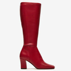 Tuhoomall Fashion Casual Boots for Women, Mid Calf, Square Toe, Chunky Heel, Zipper Closure, Solid Color, Snake Print PU, All Season Wear
