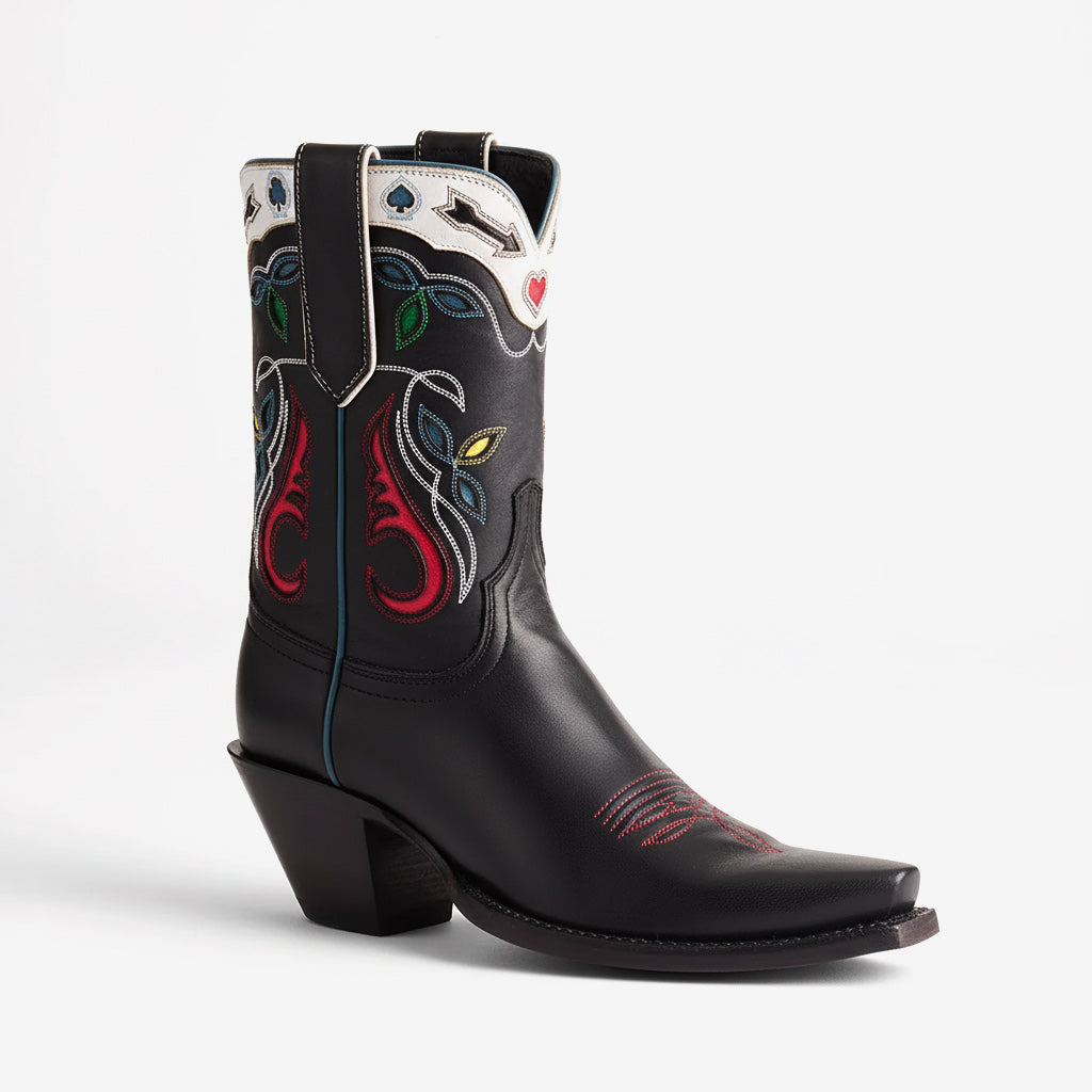 Tuhoomall Crocodile Pattern Chunky Heel Ankle Boots for Stylish Casual Wear