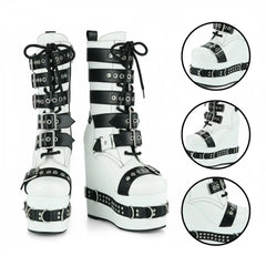 Tuhoomall Waterproof Ankle Boots for Women, Comfortable Wedge Heel, Stylish Rain & Snow Footwear with Adjustable Buckle and Zipper Closure, Perfect for Outdoor Activities Tuhoomall