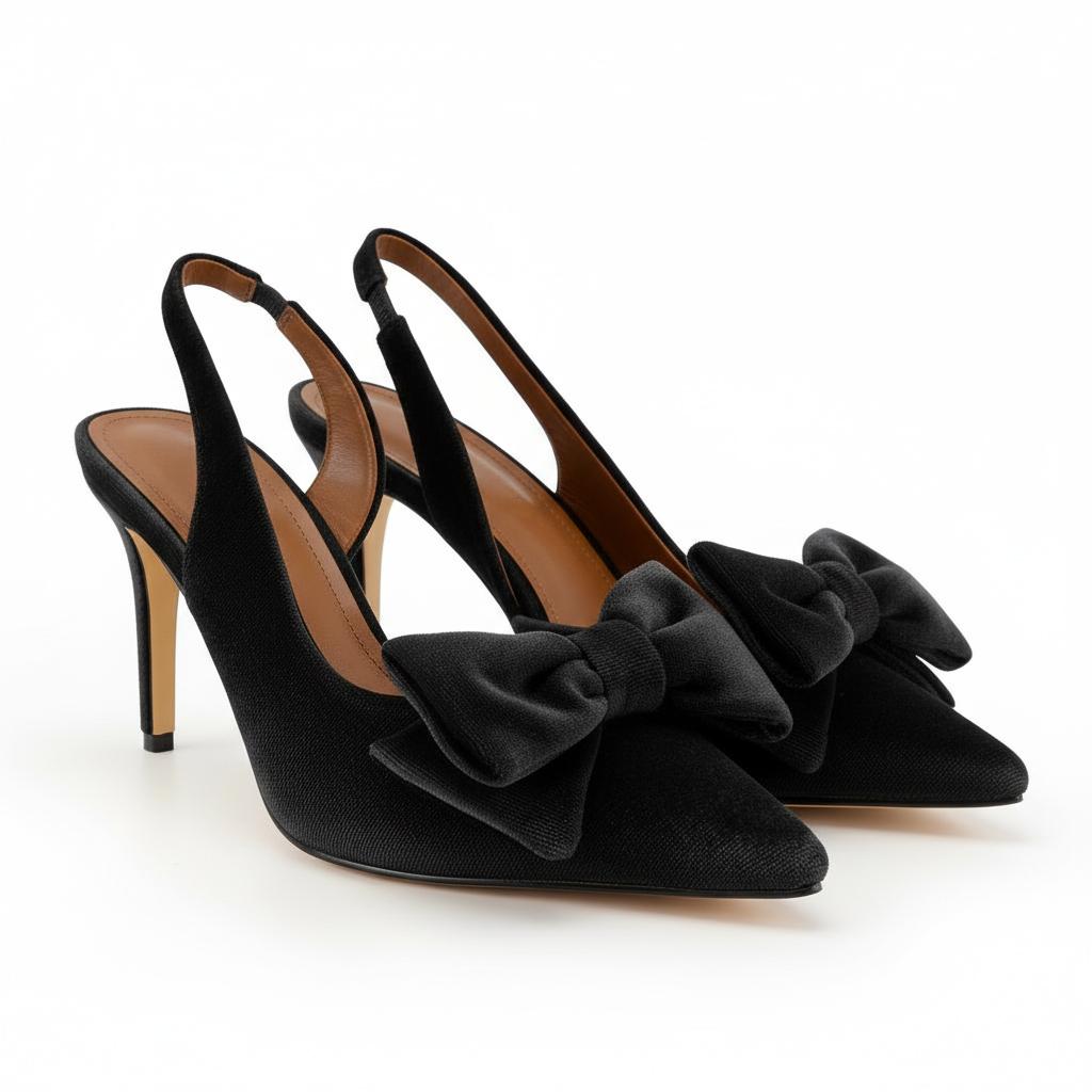 Tuhoomall Stylish High Heel Sandals With Bow, Pointed Toe, Slip-On Design For Parties, Performances, Fashion Casual Wear, 3.1in Stiletto Heel Tuhoomall