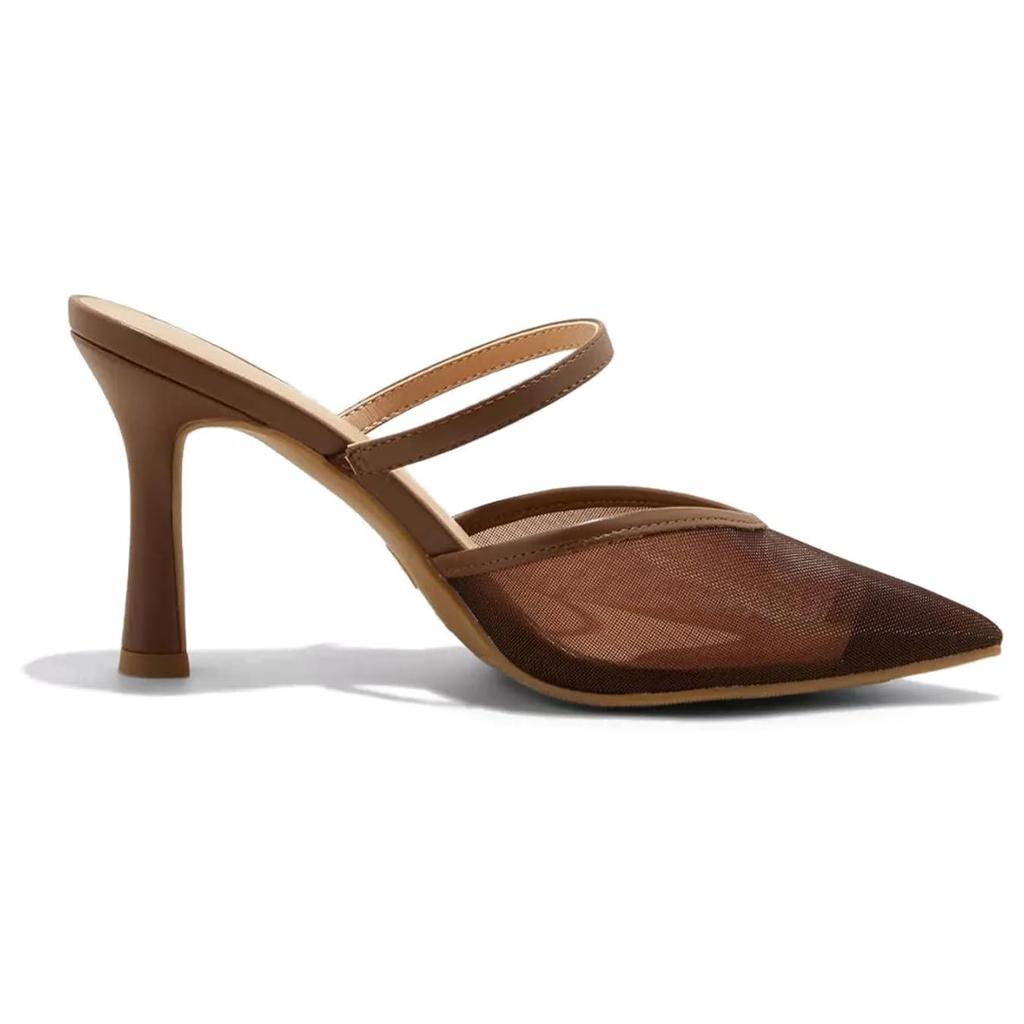 Tuhoomall Fashion High Heel Slip-On Shoes, Pointed Toe, Casual Office Style, Comfortable Suede and Mesh Upper, Rubber Sole, Perfect for Everyday Wear Tuhoomall