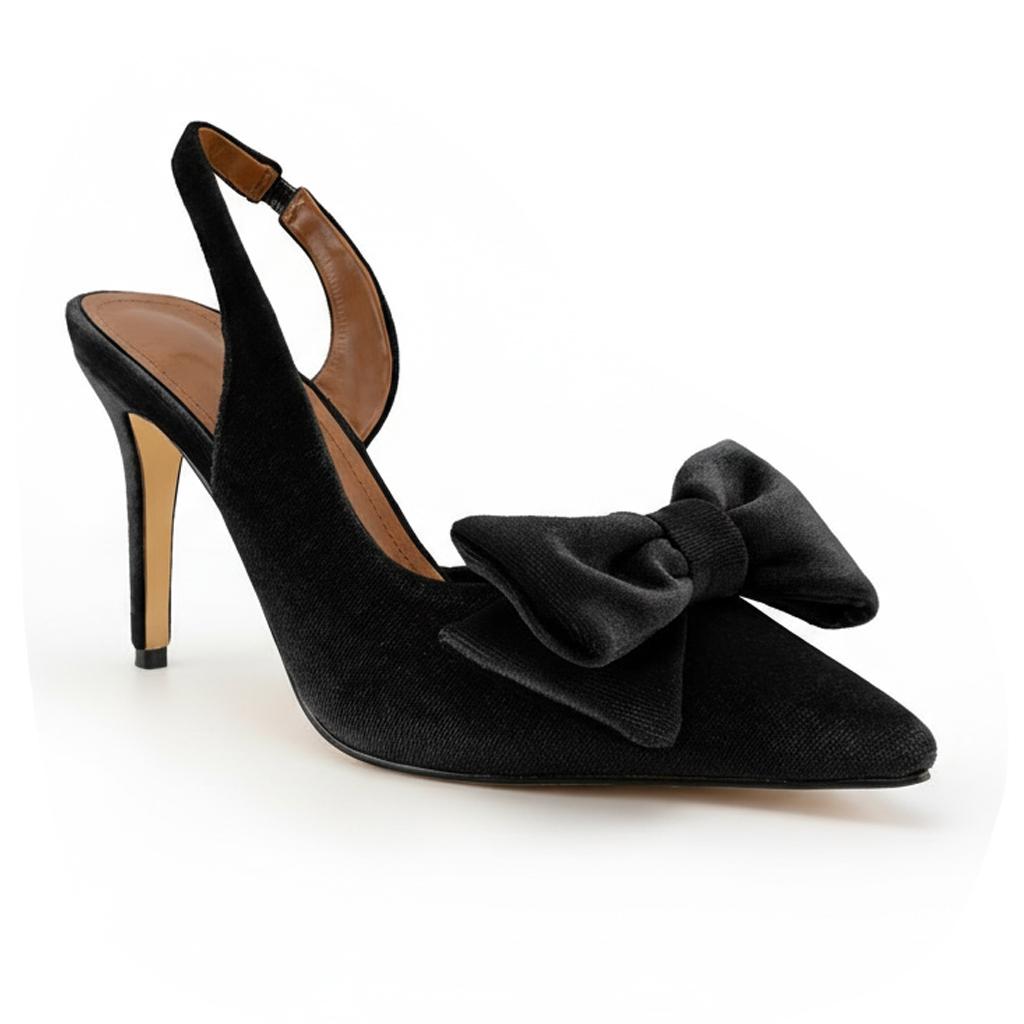 Tuhoomall Stylish High Heel Sandals With Bow, Pointed Toe, Slip-On Design For Parties, Performances, Fashion Casual Wear, 3.1in Stiletto Heel Tuhoomall