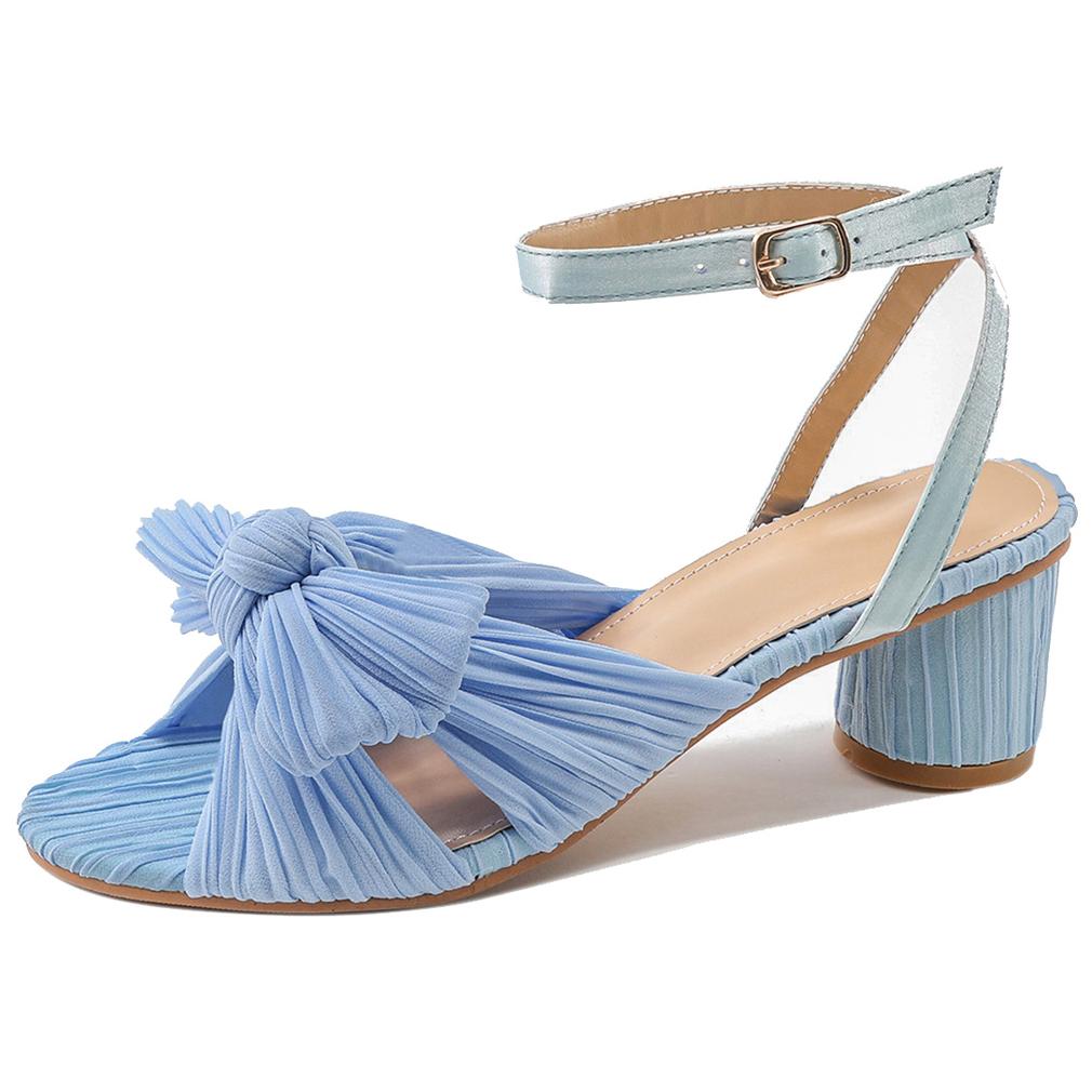 Tuhoomall Comfortable High Heel Sandals for Summer - 5cm Block Heel, Adjustable Buckle, Solid Color - Stylish Casual Footwear