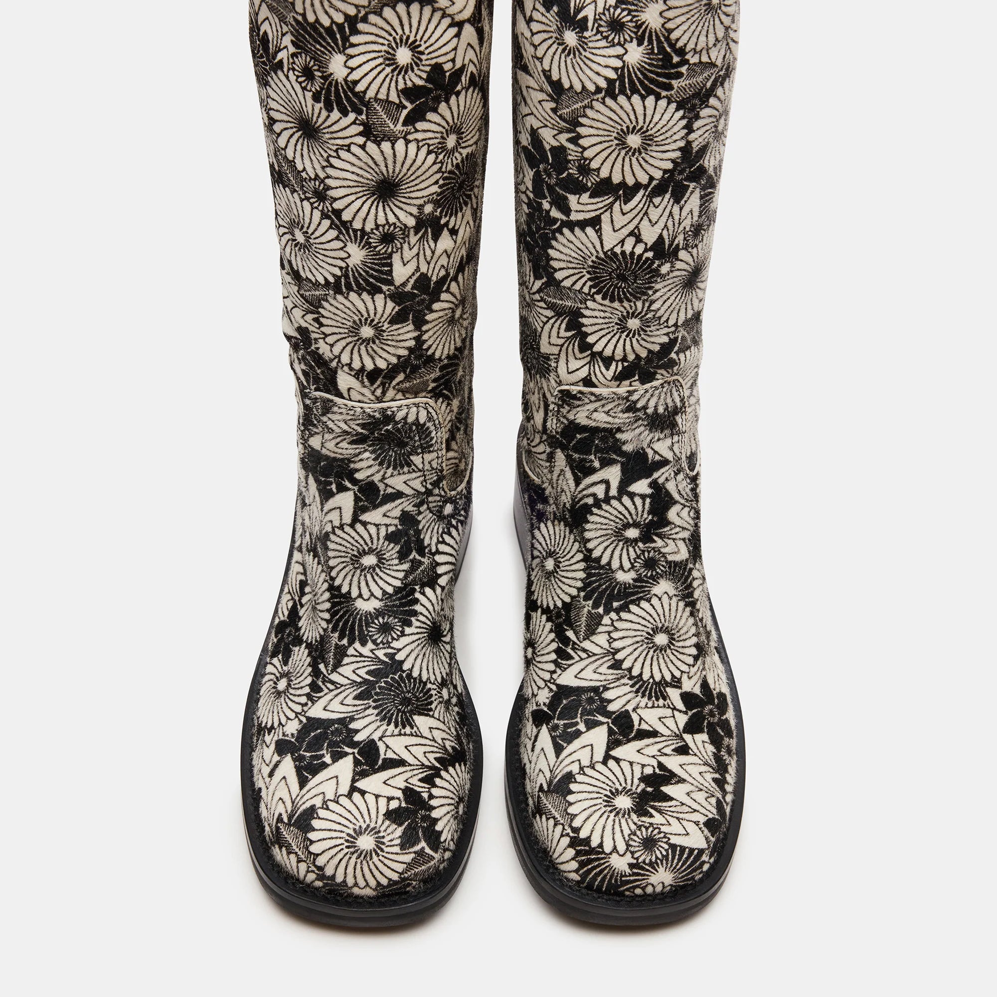 Tuhoomall Fashionable Low Heel Mid Calf Embroidered Boots for Casual, Parties, and Formal Events 4-5cm Heels
