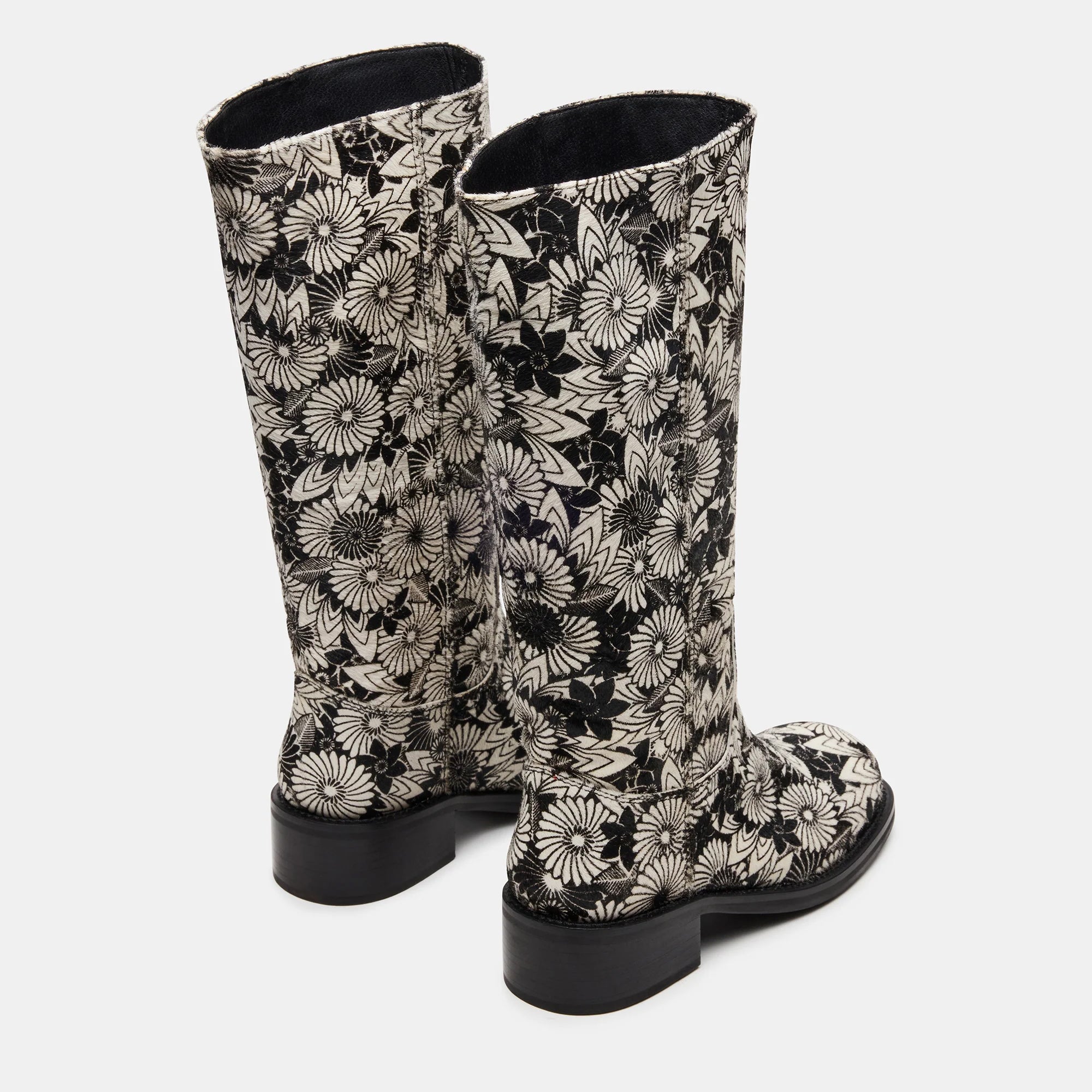 Tuhoomall Fashionable Low Heel Mid Calf Embroidered Boots for Casual, Parties, and Formal Events 4-5cm Heels