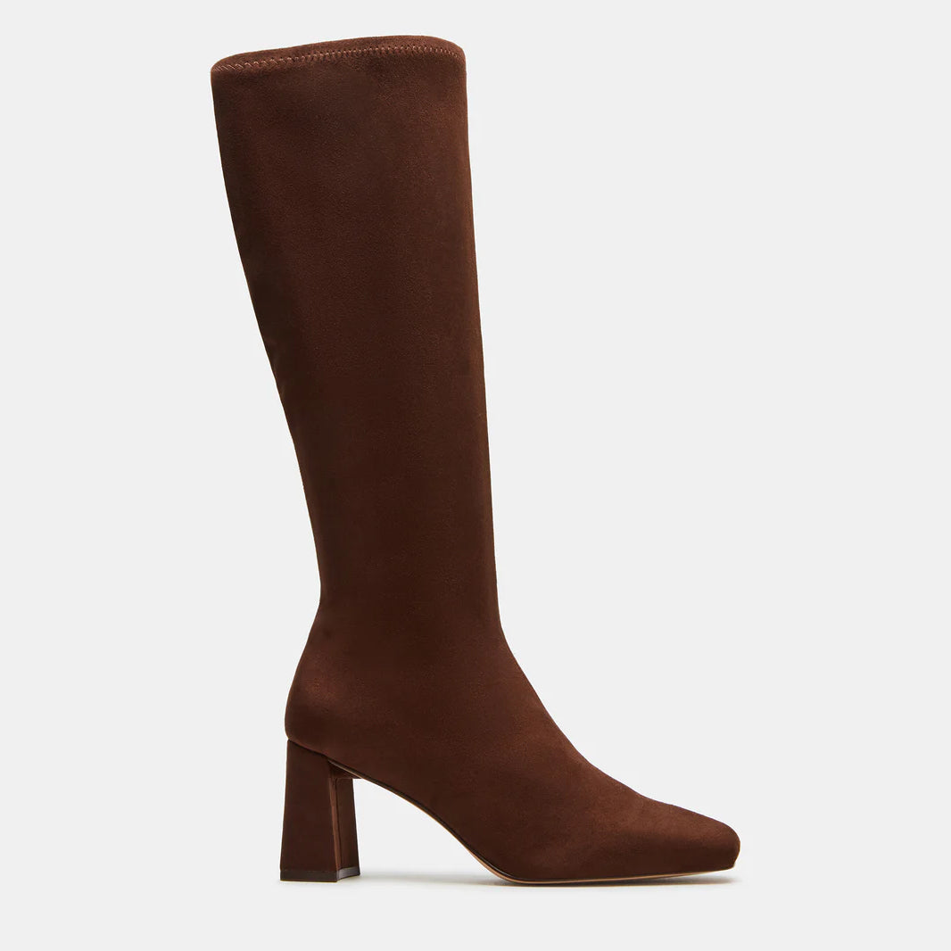 Tuhoomall Knee High Fashion Boot For Parties And Casual Wear, Stylish Solid Color, Mid Chunky Heel, Zipper Closure, Comfortable For All Seasons